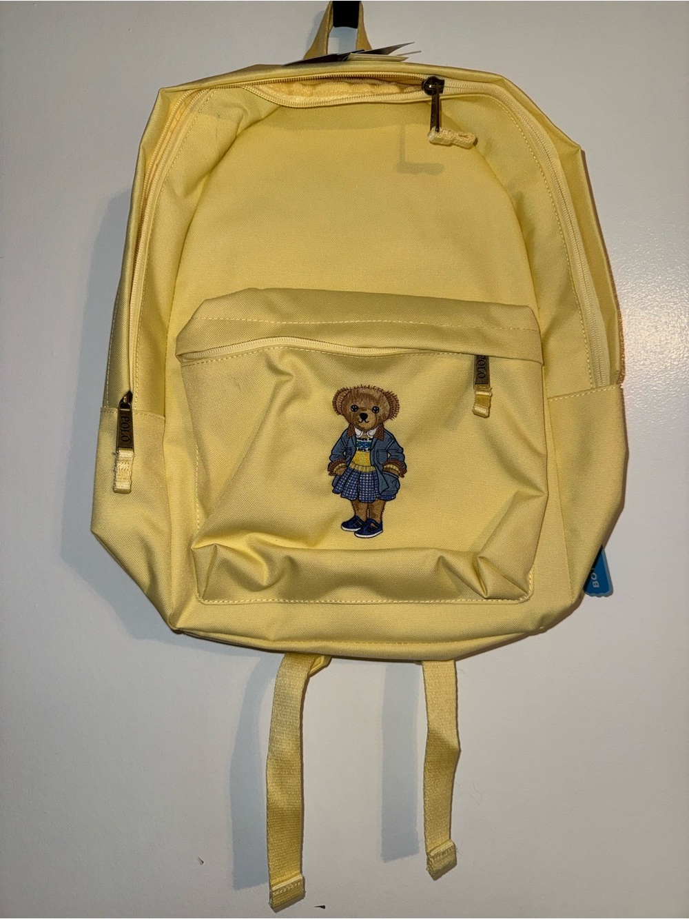 🆕 Polo Ralph Lauren Polo Bear Backpack Yellow Resort Gold Canvas Laptop Bookbag - Picture 2 of 7